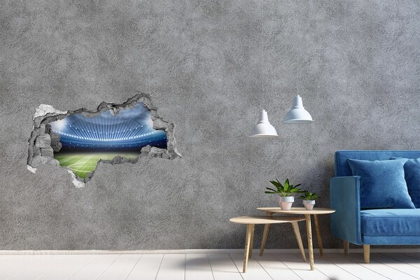 Fototapet 3D gaură în perete Stadionul de fotbal în acțiune