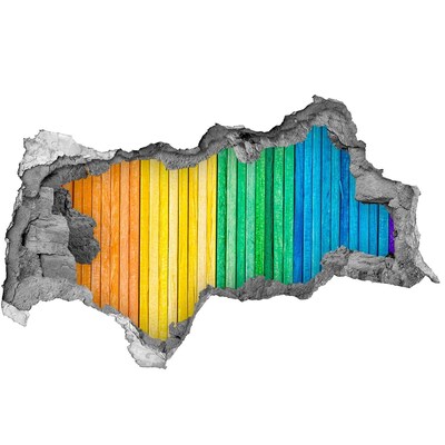 Fototapet un zid spart cu priveliște Plăci colorate într-o gaură din perete