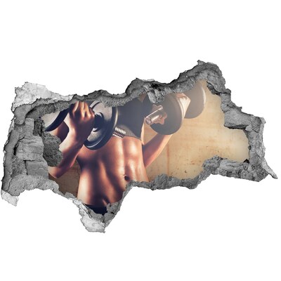 Fototapet 3D gaură în perete Sală de sport în acțiune