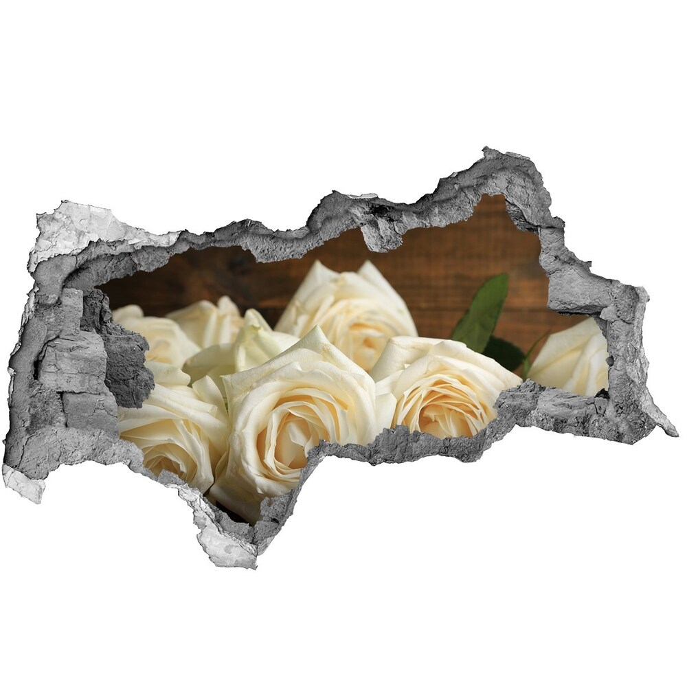Autocolant de perete gaură 3D trandafiri albi