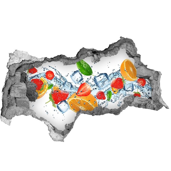 Fototapet 3D gaură în perete gheață de fructe