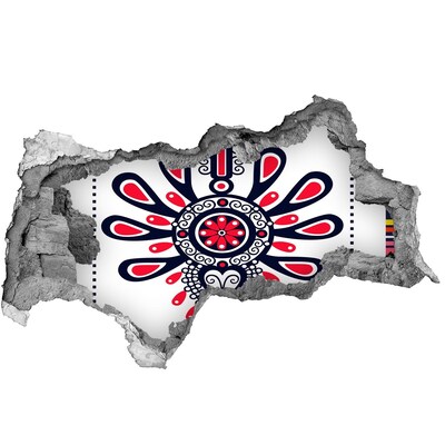 Fototapet un zid spart cu priveliște Model etnic colorat într-o gaură din perete