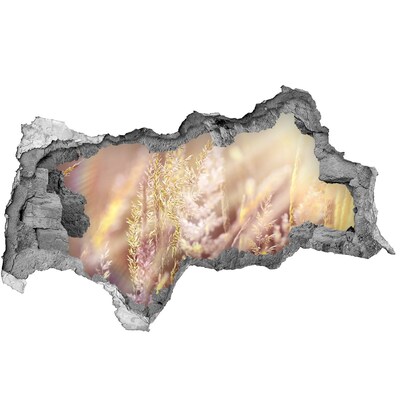 Autocolant un zid spart cu priveliște Pajiște cu flori în spatele zidului