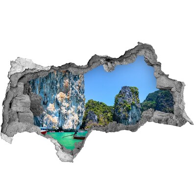 Autocolant un zid spart cu priveliște Golful Caraibelor cu o barcă