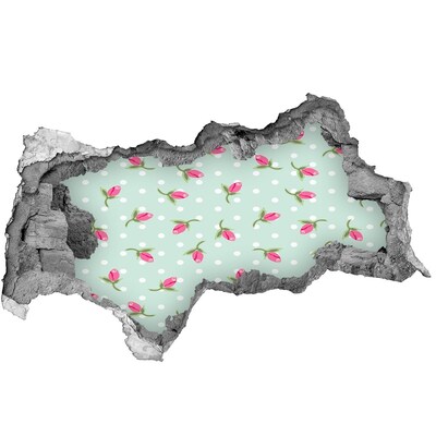 Fototapet un zid spart cu priveliște model de trandafiri