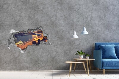 Autocolant autoadeziv gaură Vedere a orașului noaptea