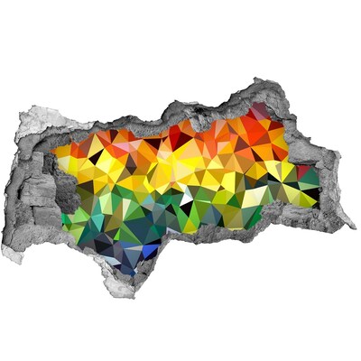 Fototapet un zid spart cu priveliște Gaură colorată în perete