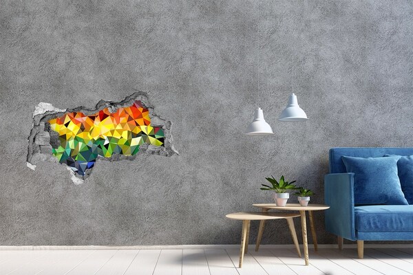 Fototapet un zid spart cu priveliște Gaură colorată în perete