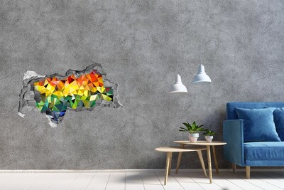 Fototapet un zid spart cu priveliște Gaură colorată în perete