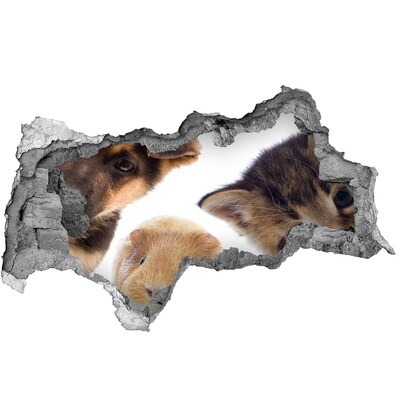 Autocolant autoadeziv gaură Animale de dincolo de zid