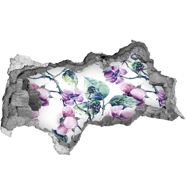 Fototapet 3D gaură în perete Pictură murală florală într-un perete deteriorat