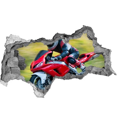 Autocolant 3D gaura cu priveliște Motocicletă în acțiune