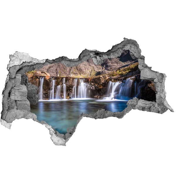 Fototapet 3D gaură în perete Cascada în munți