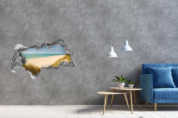 Autocolant de perete gaură 3D Plaja Caraibeană printr-o gaură în perete