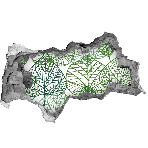 Fototapet 3D gaură în perete frunze verzi model