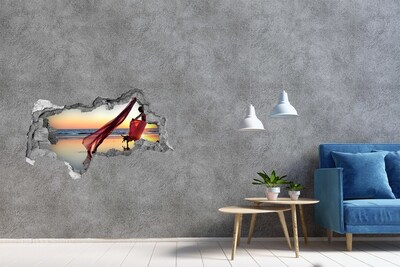 Autocolant gaură 3D Dansând pe plajă la apus