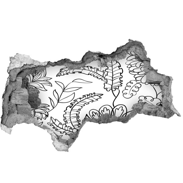 Fototapet un zid spart cu priveliște Vegetație tropicală într-o gaură în perete