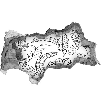 Fototapet un zid spart cu priveliște Vegetație tropicală într-o gaură în perete