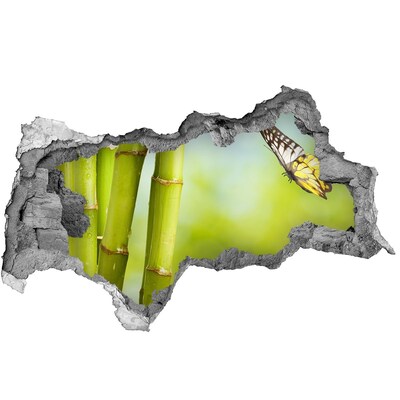 Autocolant gaură 3D Fluture în grădina de bambus