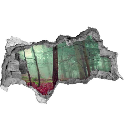 Fototapet 3D gaură în perete Pădurea fermecată în ceață