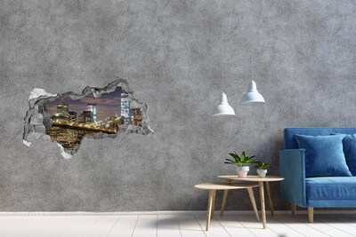 Autocolant de perete gaură 3D Vedere a podului Brooklyn noaptea