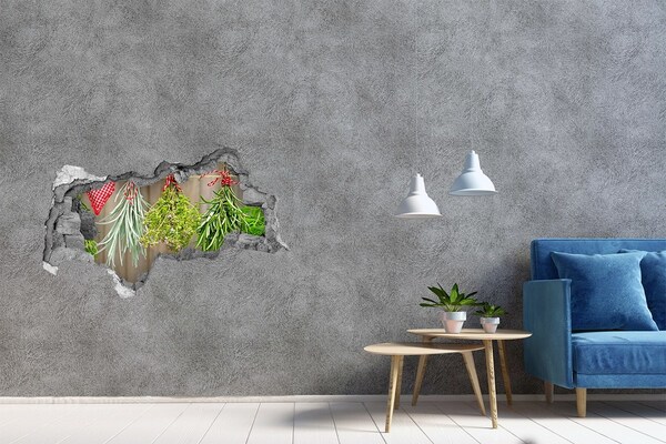 Autocolant 3D gaura cu priveliște Grădina de plante aromatice în ruine