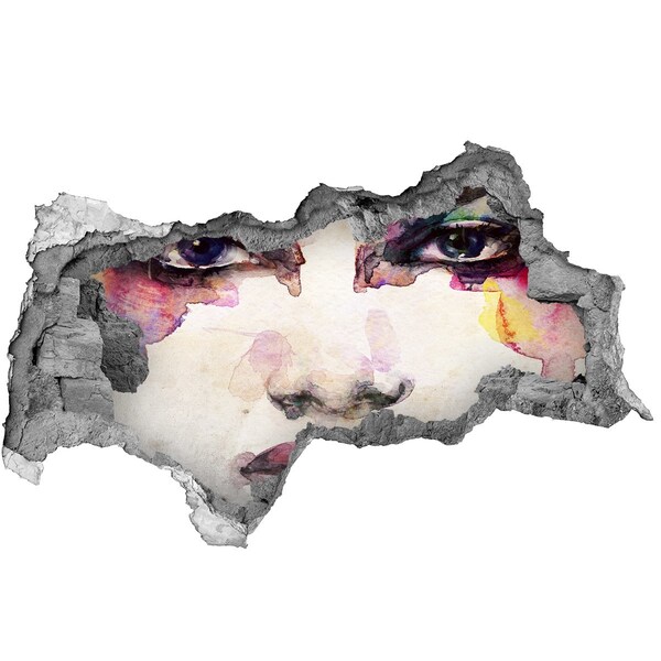 Autocolant gaură 3D Fața din zidul distrus