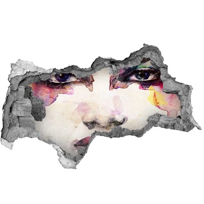 Autocolant gaură 3D Fața din zidul distrus