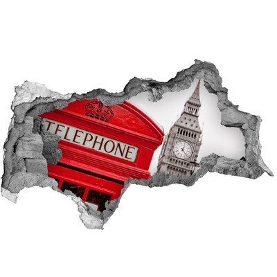 Autocolant 3D gaura cu priveliște Peisaj londonez cu o cabină telefonică