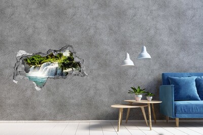 Autocolant 3D gaura cu priveliște O cascadă printre verdeață