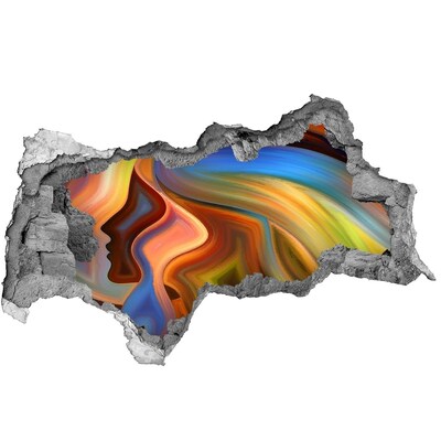 Autocolant de perete gaură 3D Un peisaj colorat într-o gaură din perete