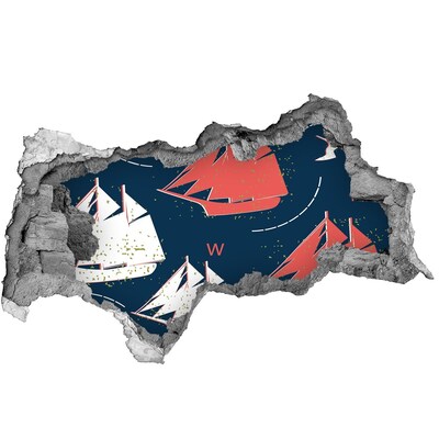 Autocolant gaură 3D Nave pe mare