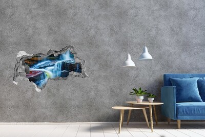 Autocolant un zid spart cu priveliște Cascadă printre stânci