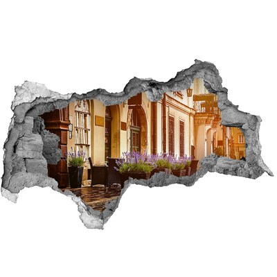 Autocolant un zid spart cu priveliște Un colț fermecător cu lavandă