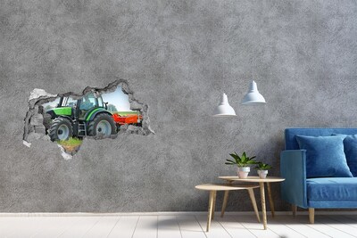 Autocolant gaură 3D Tractor pe teren