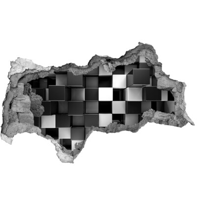 Autocolant un zid spart cu priveliște Cuburi alb-negre în perete