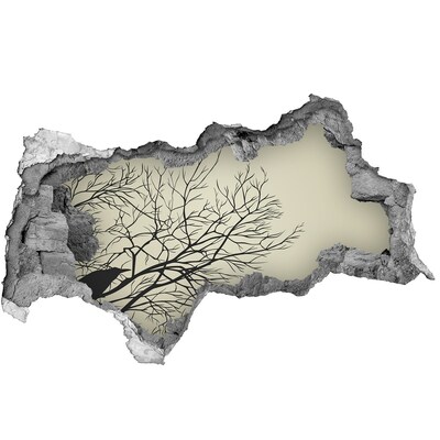 Autocolant de perete gaură 3D Pădurea moartă din spatele zidului distrus