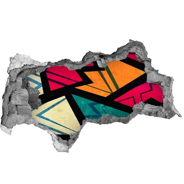 Autocolant un zid spart cu priveliște O pictură murală colorată într-o gaură din perete