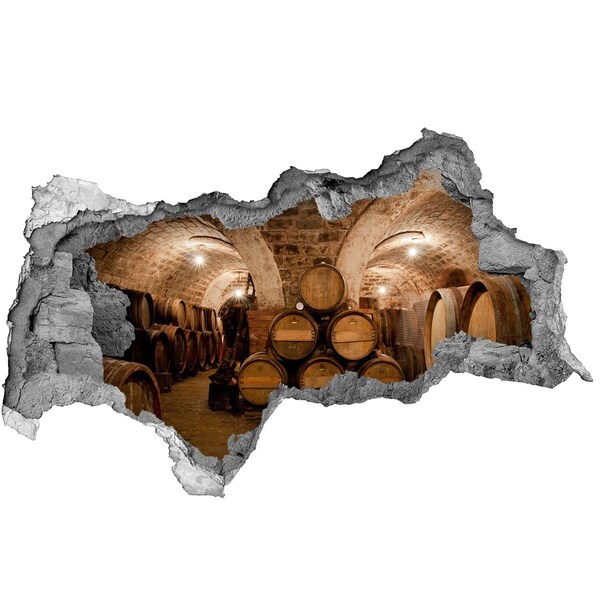 Autocolant gaură 3D Interiorul unei crame cu butoaie