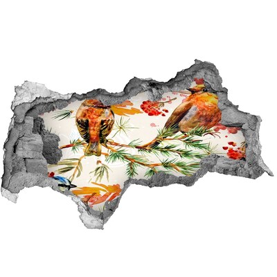 Autocolant un zid spart cu priveliște Păsări într-un peisaj forestier