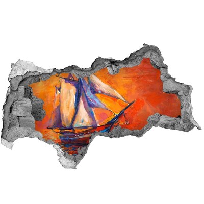 Autocolant de perete gaură 3D Apus de soare pe mare