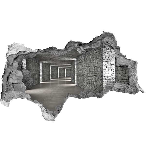 Fototapet 3D gaură în perete Un zid în ruine care dă spre un spațiu gol