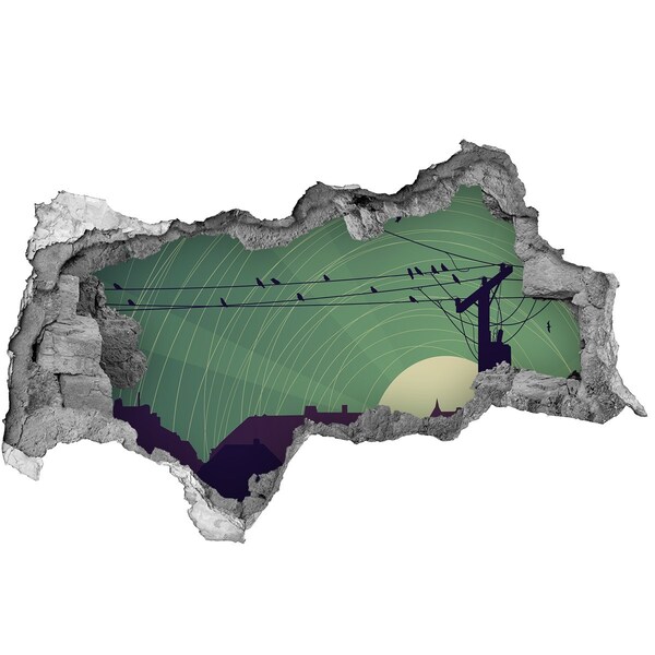 Fototapet 3D gaură în perete Apus de soare în oraș