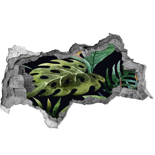 Autocolant 3D gaura cu priveliște Jungla tropicală din spatele zidului