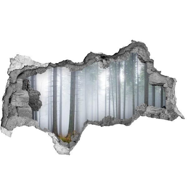 Autocolant un zid spart cu priveliște Pădurea încețoșată