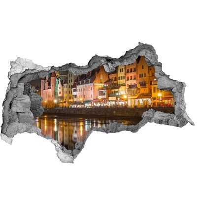 Autocolant 3D gaura cu priveliște Un port fermecător noaptea