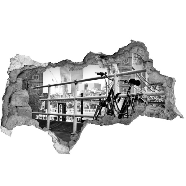 Autocolant gaură 3D O bicicletă pe cheiul orașului