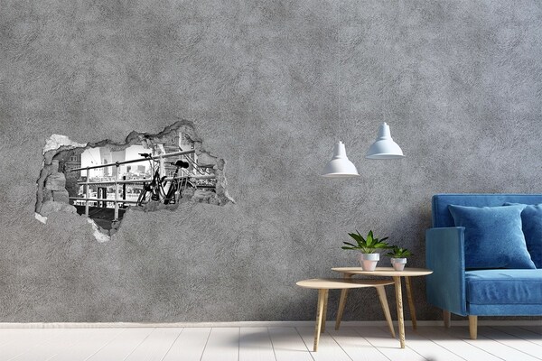 Autocolant gaură 3D O bicicletă pe cheiul orașului