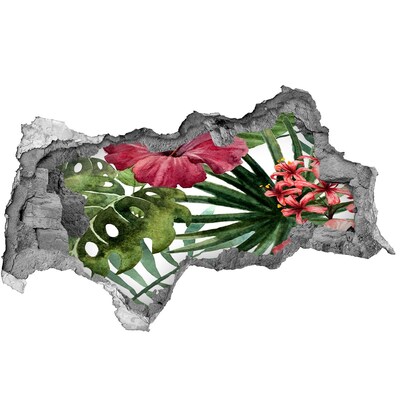 Fototapet un zid spart cu priveliște Grădină tropicală cu gaură în perete