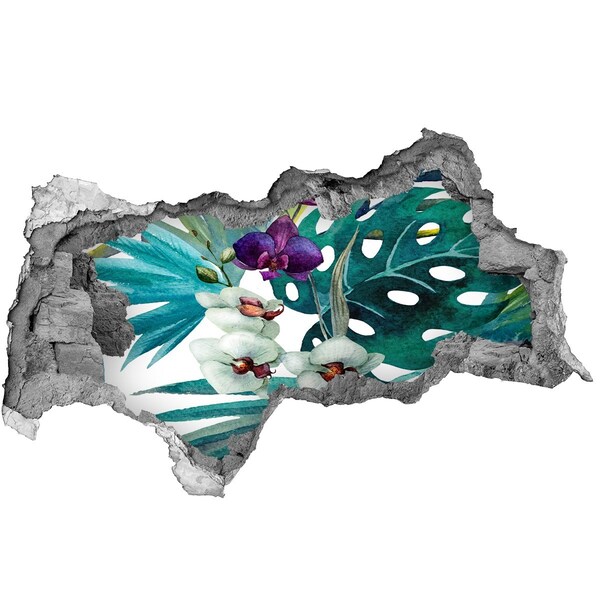 Autocolant un zid spart cu priveliște Grădină tropicală cu gaură în perete